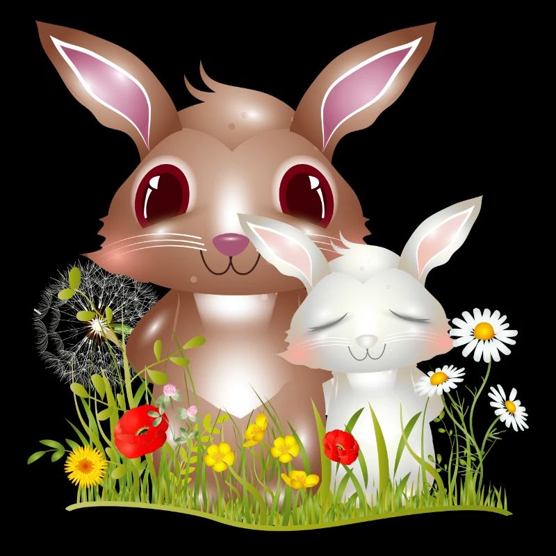 Amitié de lapins mignons au printemps