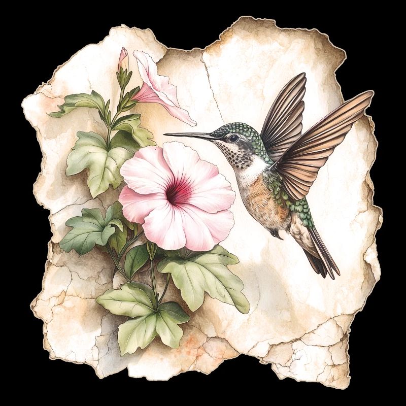 Colibri avec fleur