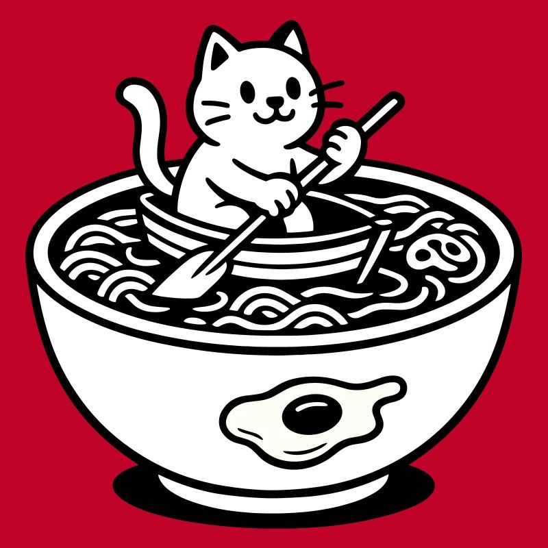 Cute Noudle Soup Cat