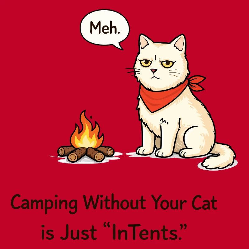 InTent Cat Camping Pun Design