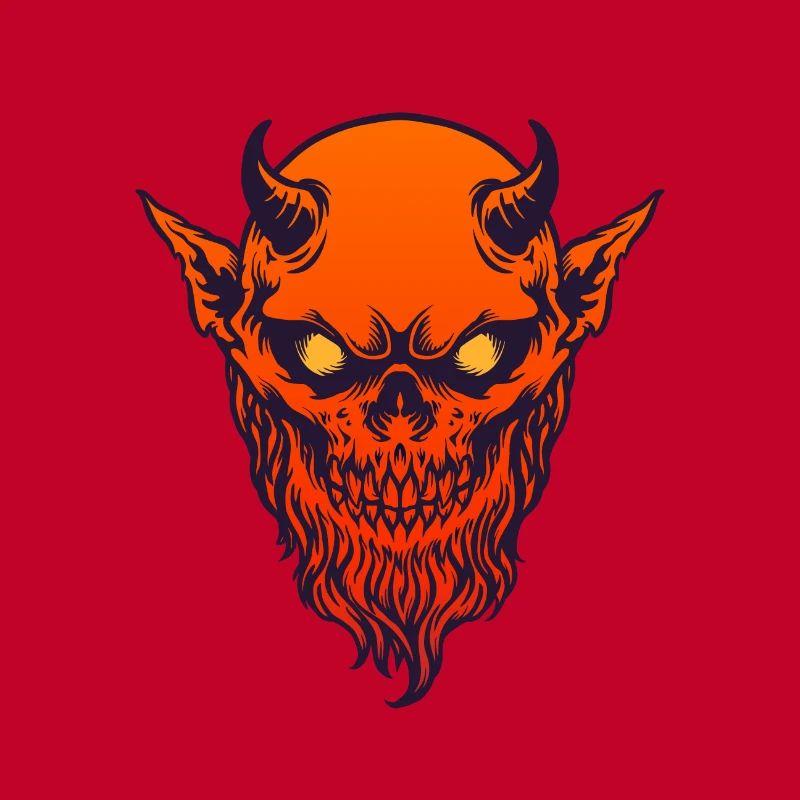 Devil Demon Rot mit Horn und Bart
