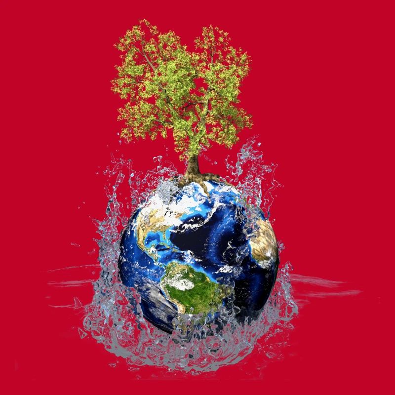 Globe with tree and water splash