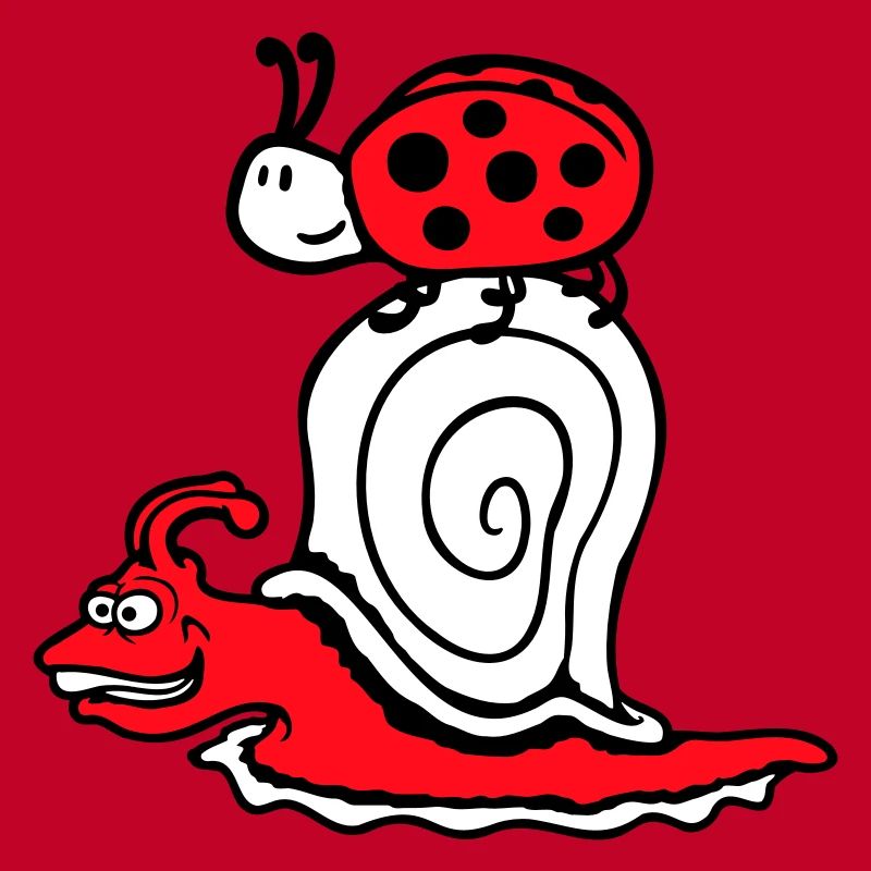 Escargot 2 Amis Coccinelle Équipe Rapide Mignon
