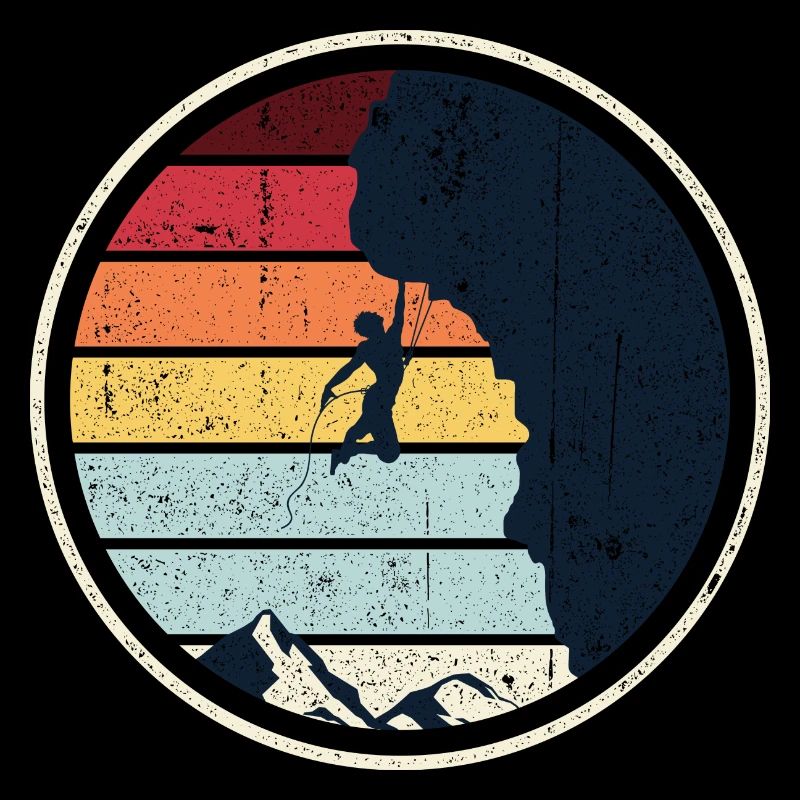 Retro Sunset Climb on Cliff