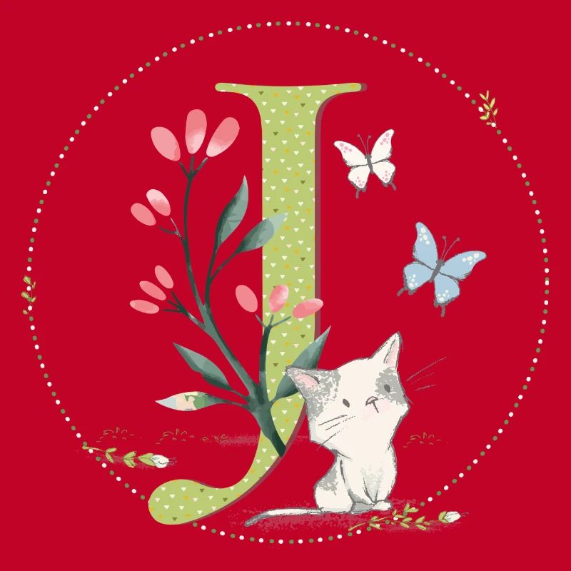 Lettre initiale J avec chat