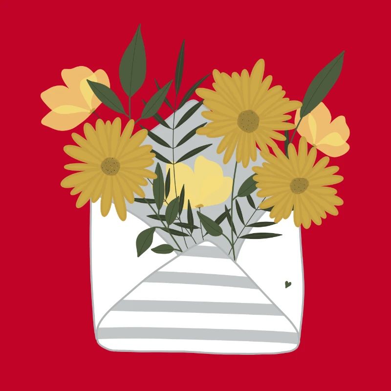 A small floral greeting by post in an envelope