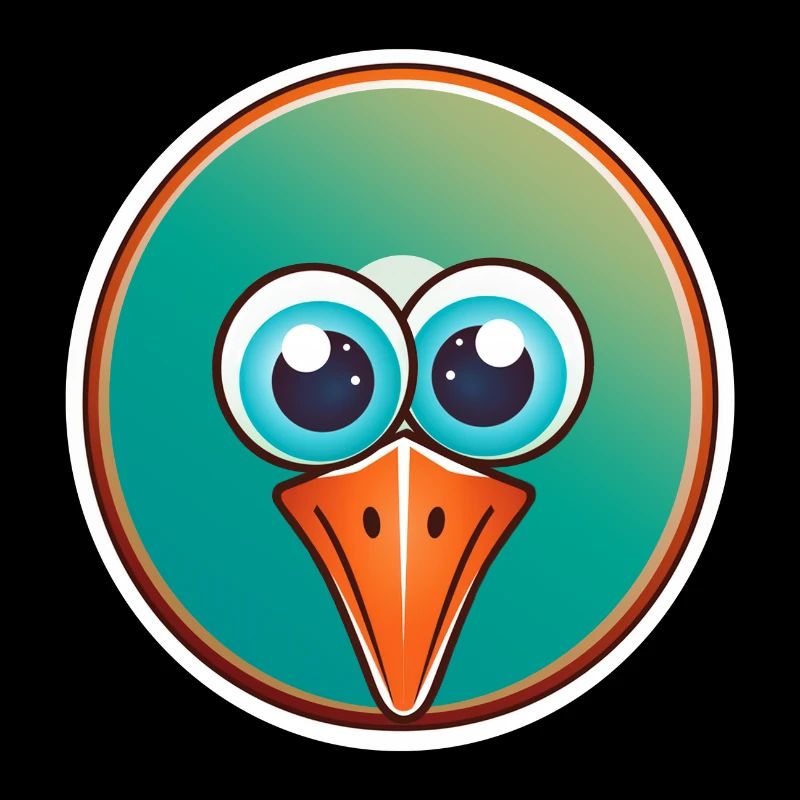 Tête d'oiseau, drôle, fun et vert