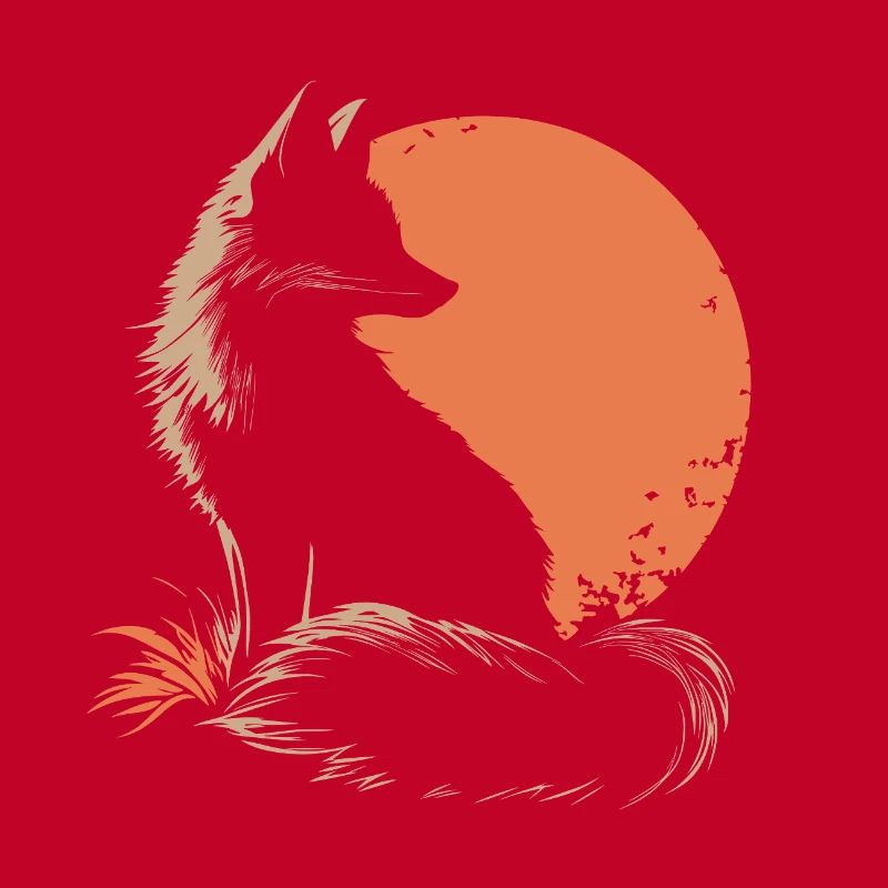 Fuchs Silhouette vor einer Sonne