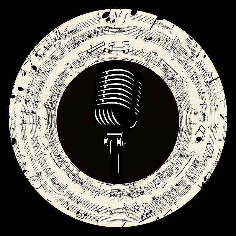Microphone Musical Notes Art