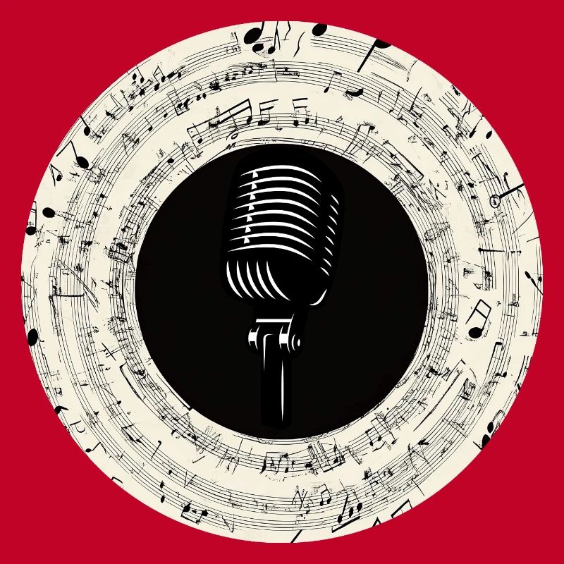 Microphone Musical Notes Art