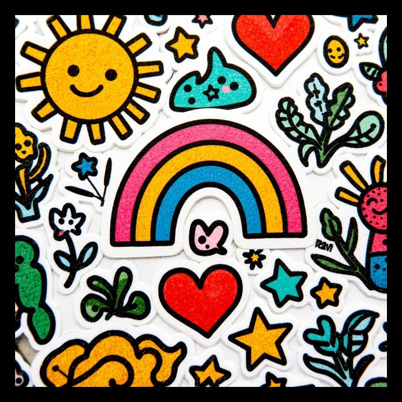 Fröhlicher Doodle-Regenbogen