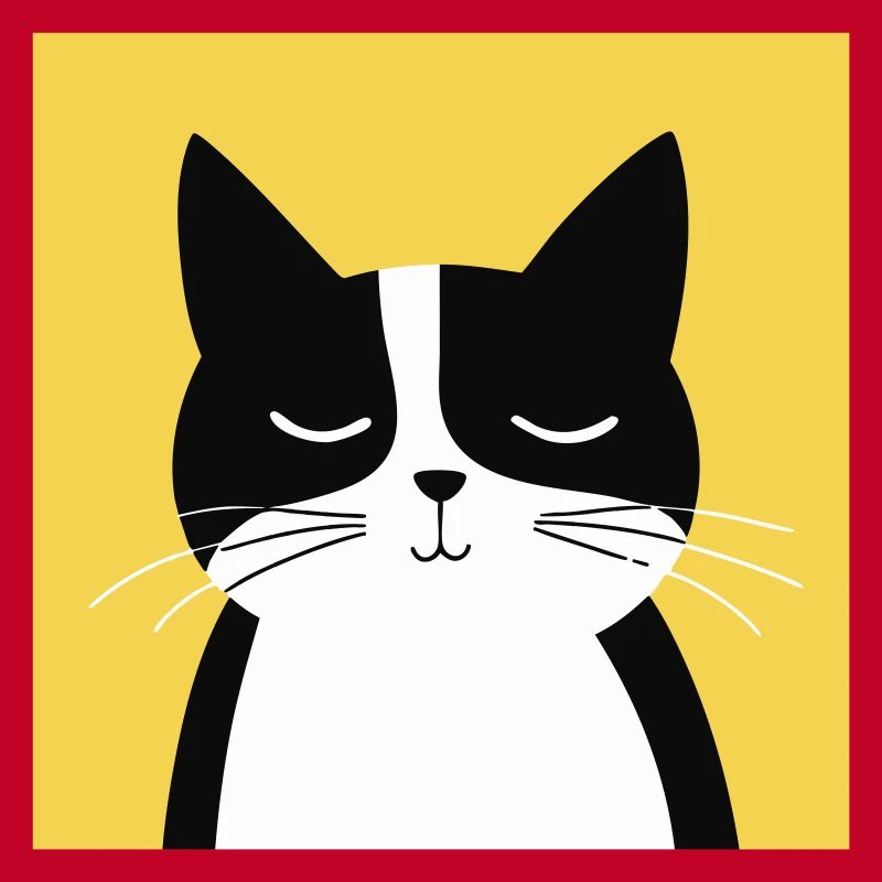 Minimalist Black and White Cat