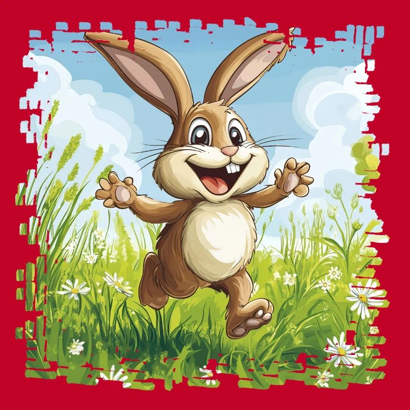 Lapin joyeux dans la prairie printanière