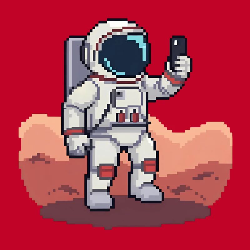 Pixel Astronaut Selfie on Mars – 8-Bit Style