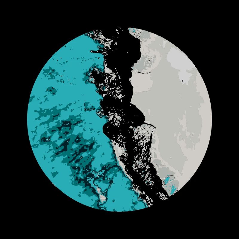 Split Earth Teal Moon