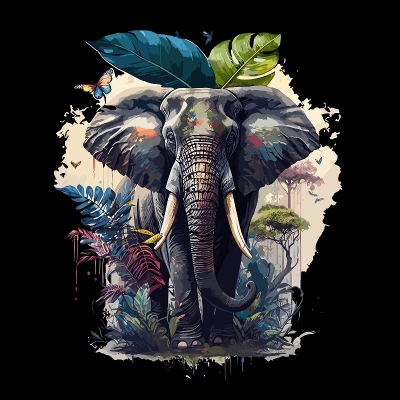 Imprimé coloré de jungle d’éléphant