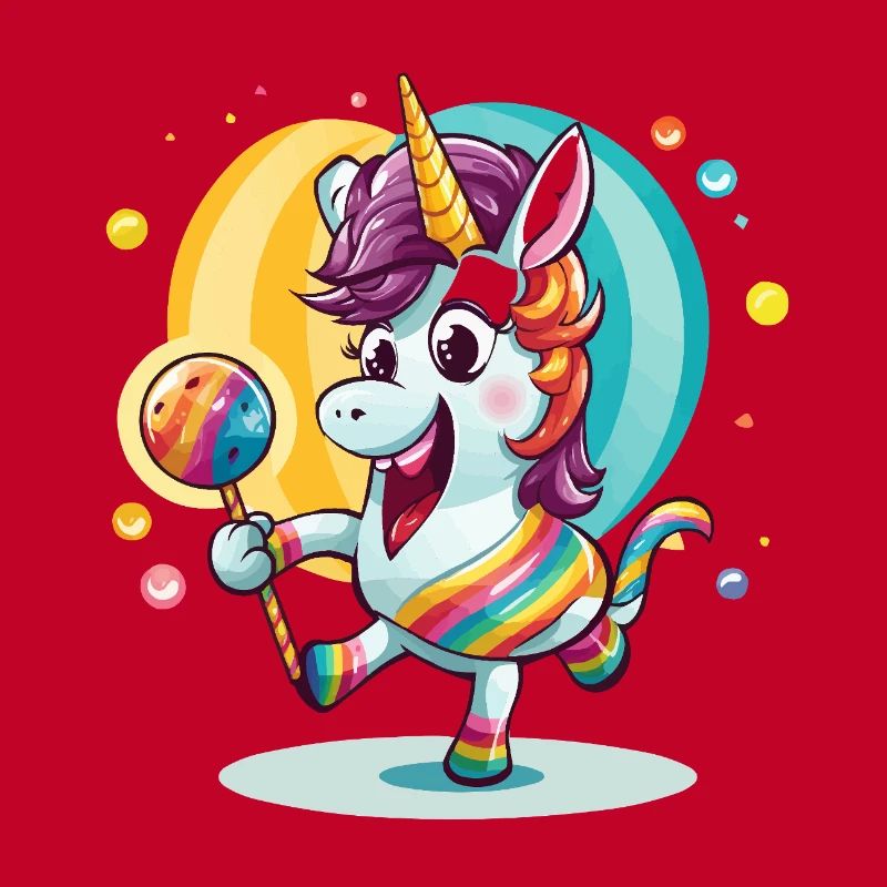 Regenbogen-Einhorn mit Lutscher