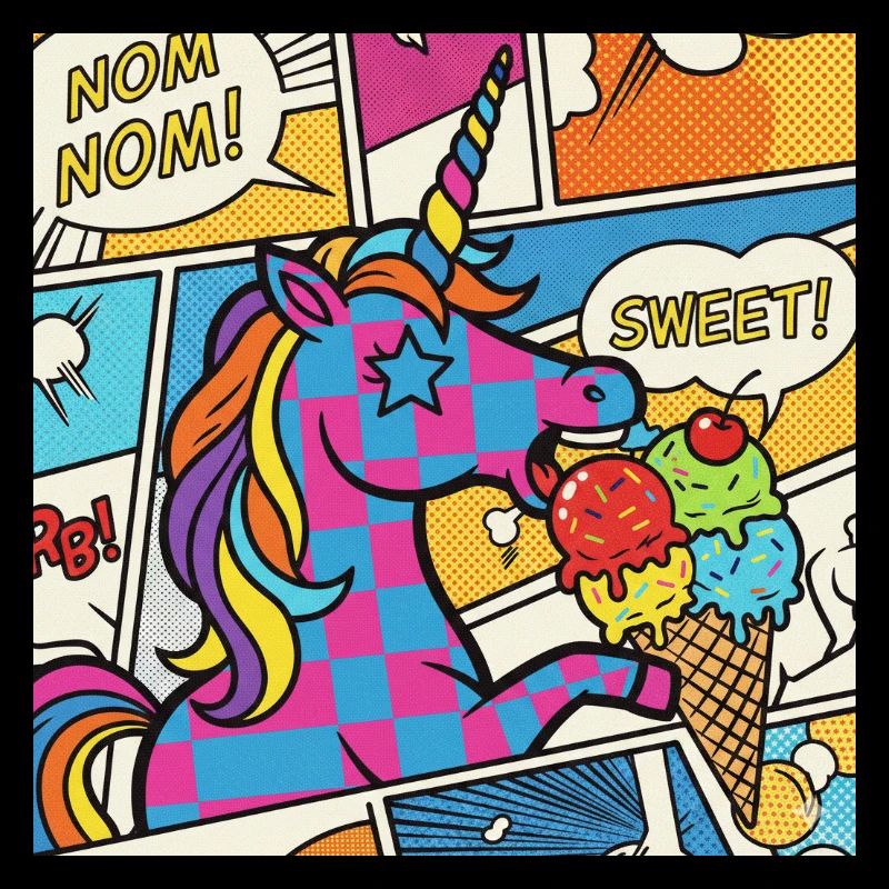 Einhorn-Pop-Art-Delight-Regenbogen