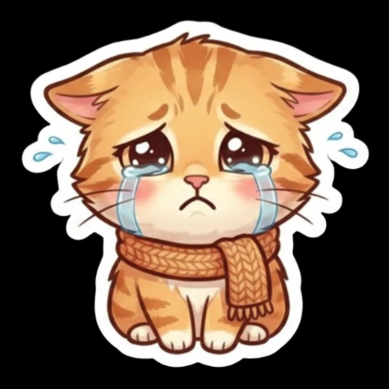 Crying Kitten with Scarf