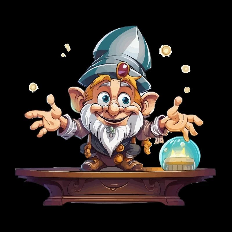 Magicien gnome avec boule de cristal