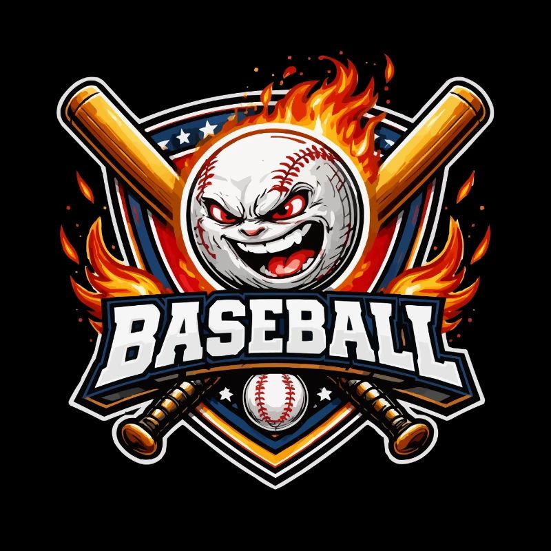 Flaming baseball mascot
