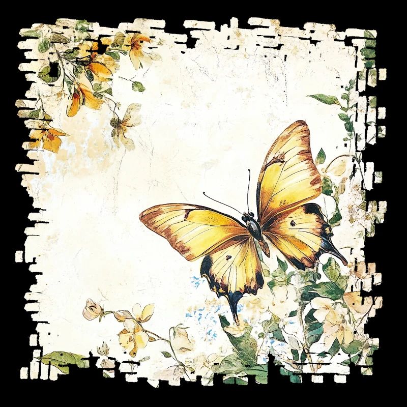 Papillon aquarelle dans le jardin printanier