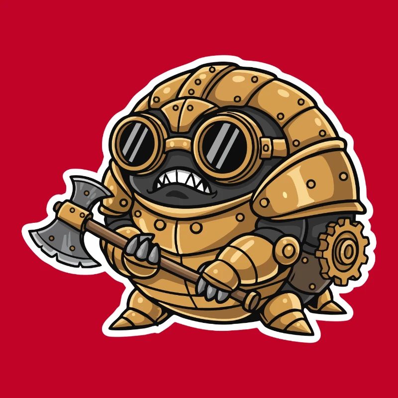 Sowbug Warrior Steampunk Axe Copper Armor