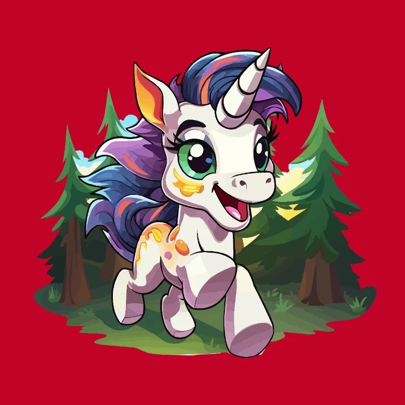 Licorne colorée de la forêt heureuse