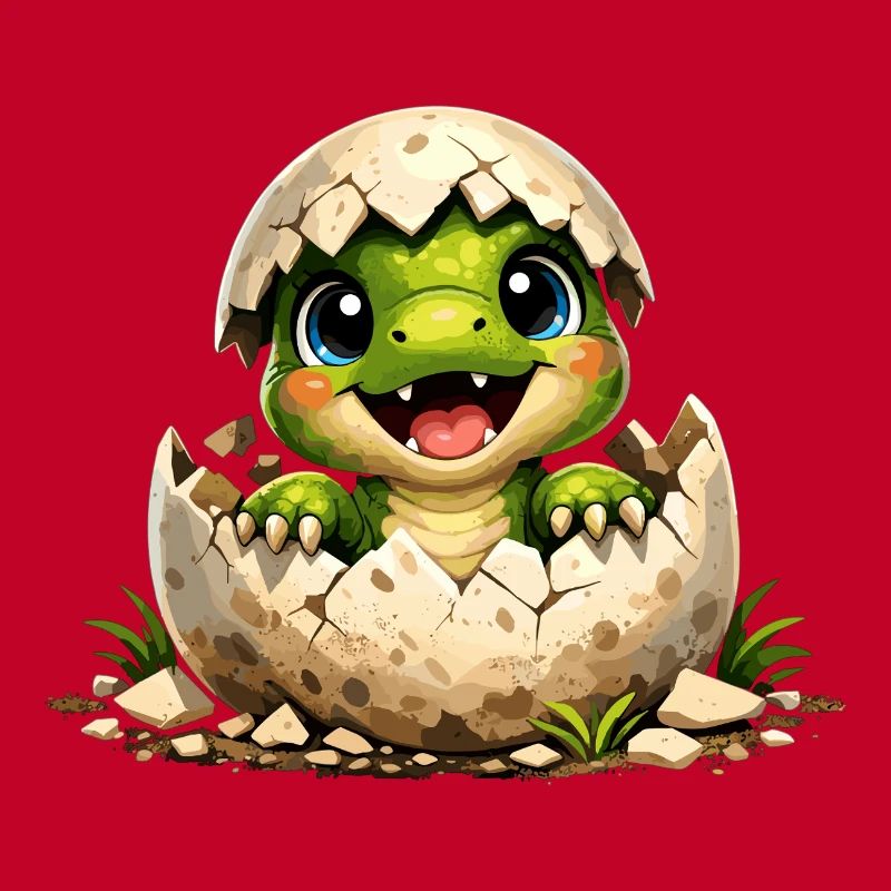 Un petit dinosaure mignon éclot de l’œuf