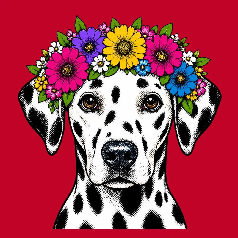 Dalmatiner mit Blumenkrone