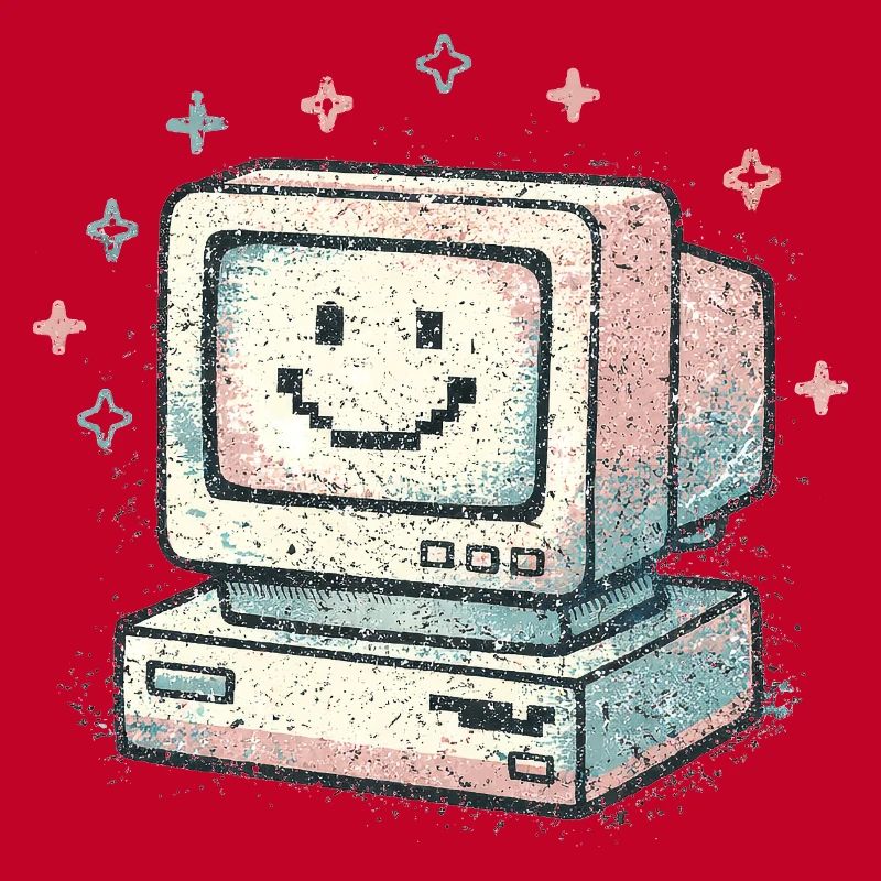 Süßer Retro-Computer Vintage 80s Tech Style