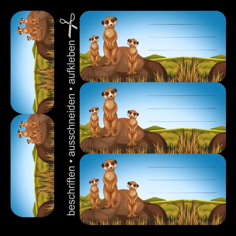 DIY Schulaufkleber Set - Erdmännchen - 5 Sticker