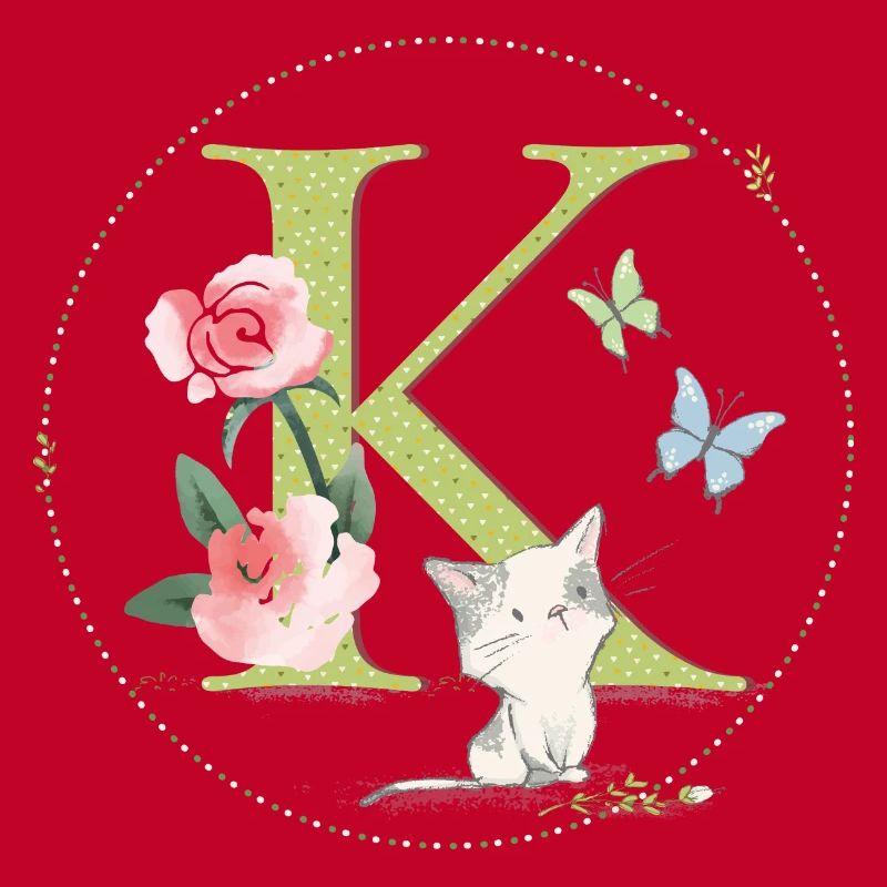 Anfangsbuchstabe K mit Katze