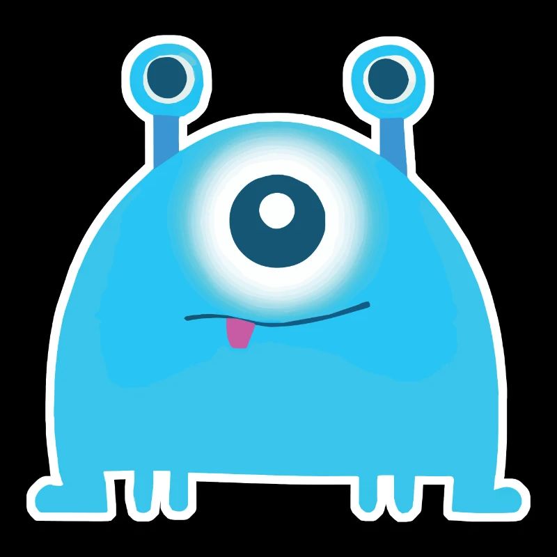 Monstre borgne mignon | Drôle d’extraterrestre bleu Chibi