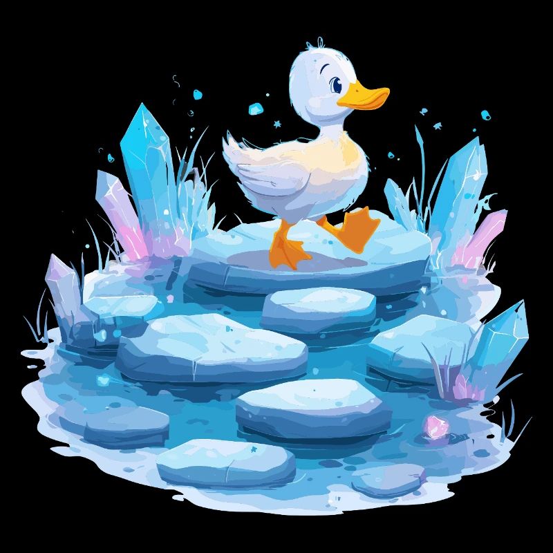 Ente auf Eispfad mit Kristallen