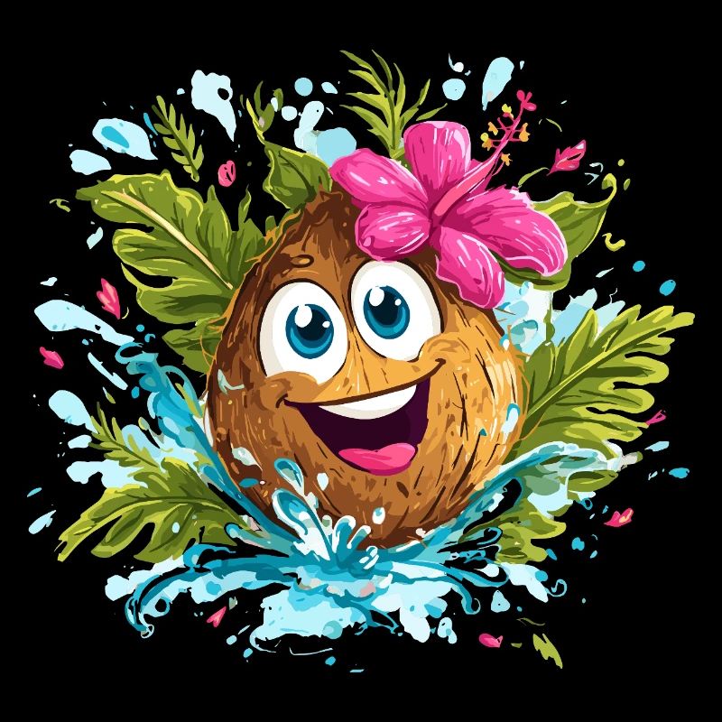 Tropical Coconut Cheerful Illustration