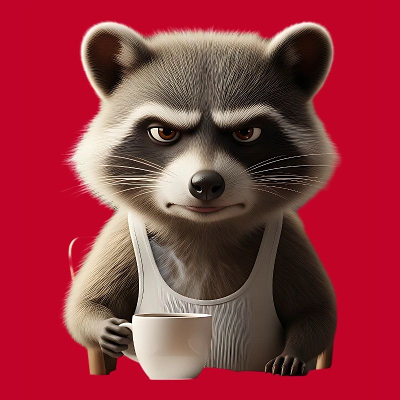 Grumpy Waschbär mit Kaffee – Morgenmuffel Design