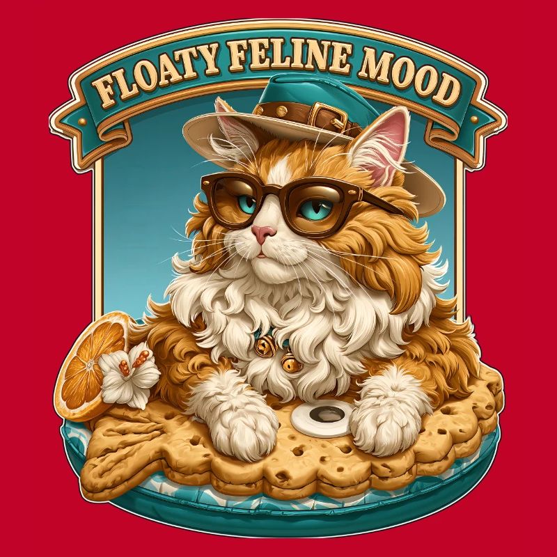 Floaty Feline Mood Cool Cat on Summer Pool Float