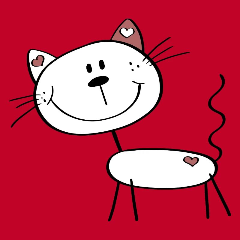 Kleine Katze mit Herzchen - Strichmännchen Comic