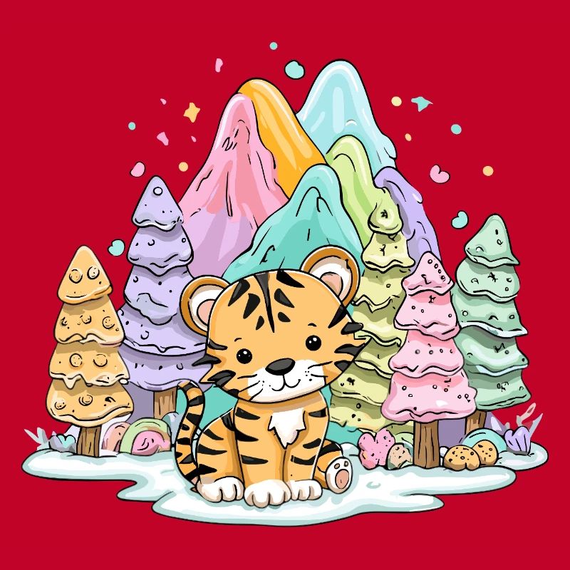 Tiger baby in rainbow land