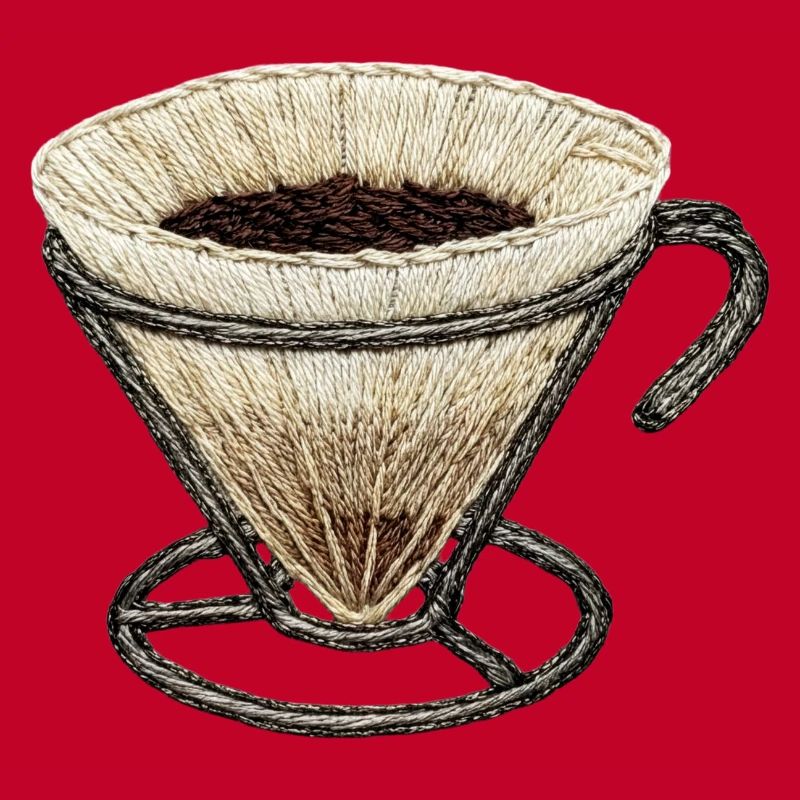 Embroidered coffee filter – coffee nerd (printed)