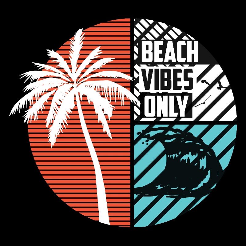 Beach Vibes Only Tropical Palm Circle Design