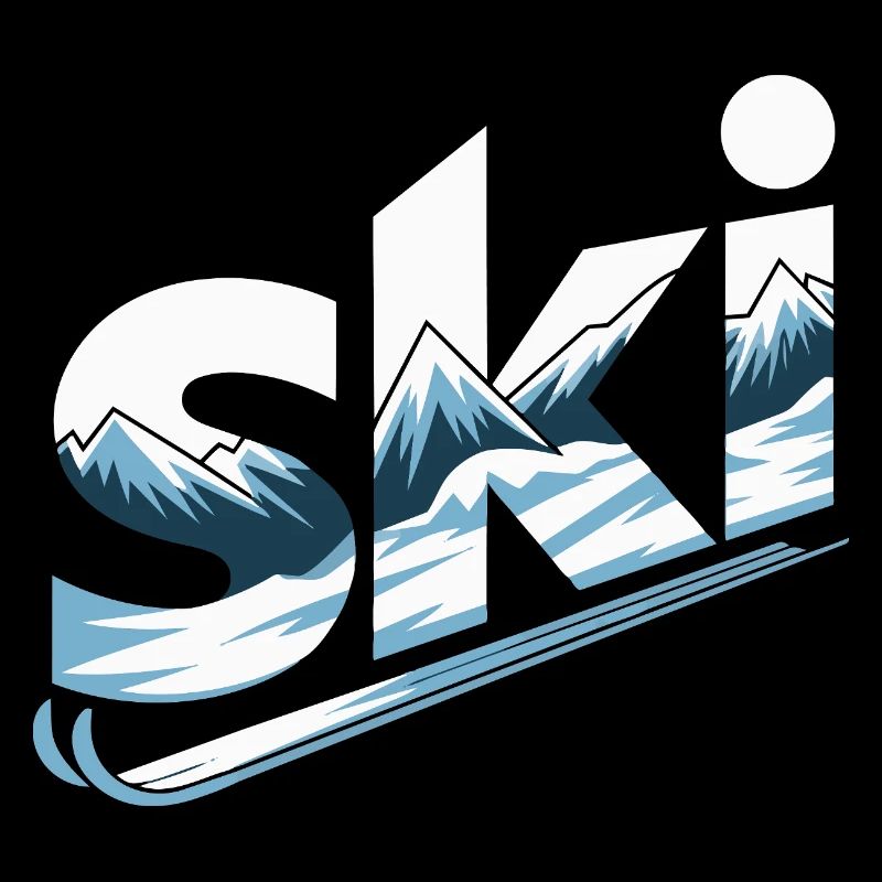 Ski Mountain Panorama Typo Design