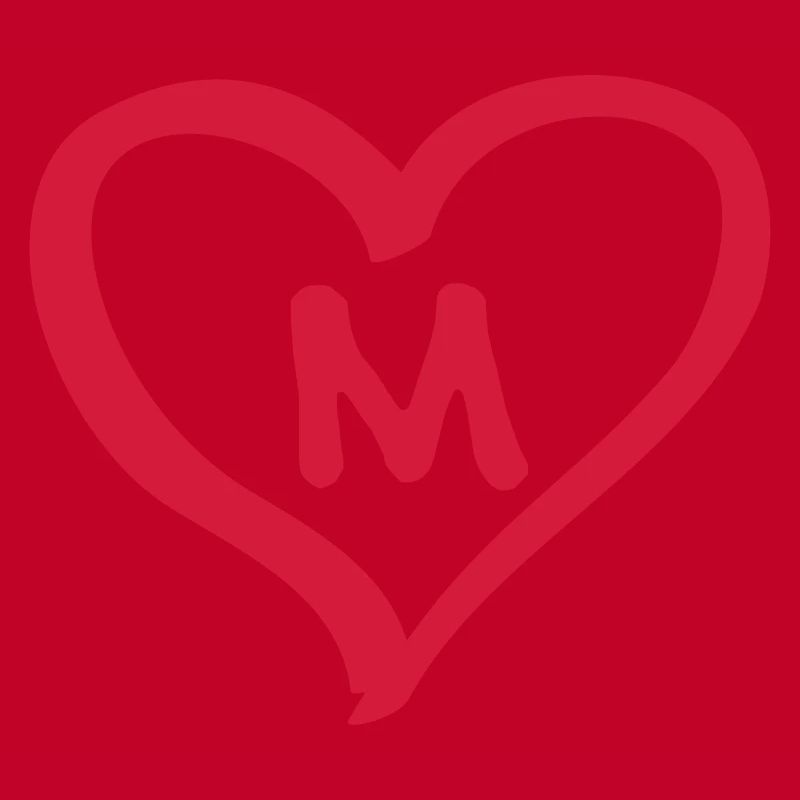 Comic heart with M name initial letter initials