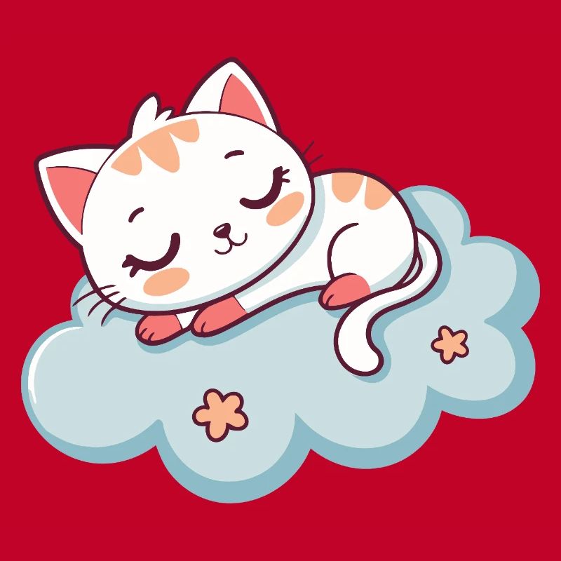 Sleeping Kitten on Soft Cloud