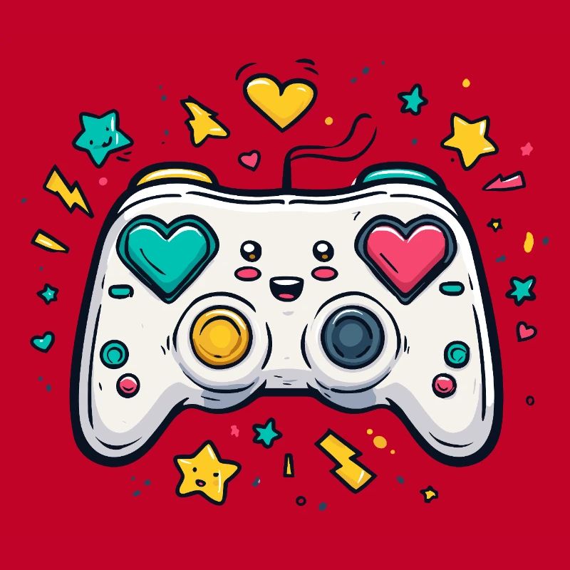 Herzcontroller Neon Spieldesign