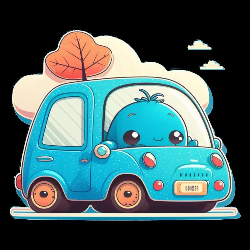 Blaues Auto mit Monster