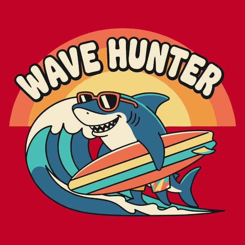 Wave Hunter Shark Surf Sunset