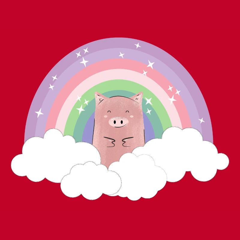 Regenbogen Schwein Pastell Farben Wolken Geschenk