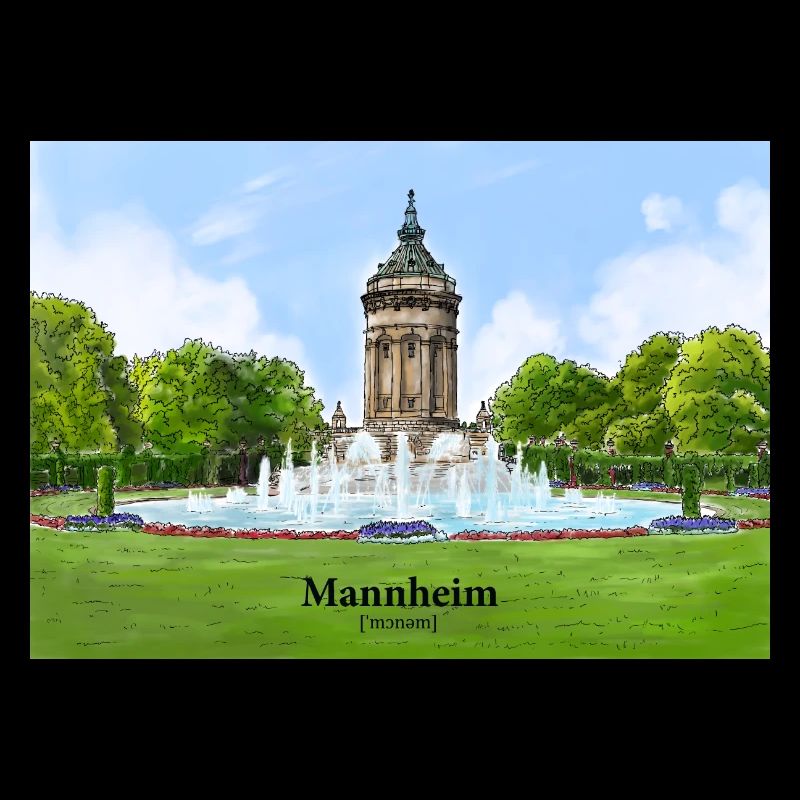 Wasserturm Mannheim Aquarell